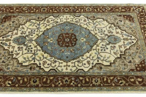 Beige Floral 3X5 Rare Heriz Serapi Oriental Rug