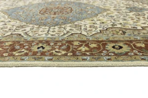 Beige Floral 5X8 Rare Heriz Serapi Oriental Rug