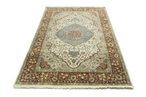 Beige Floral 5X8 Rare Heriz Serapi Oriental Rug