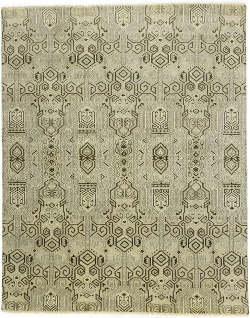 Beige Geometric 8X10 Contemporary Modern Rug