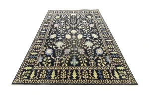 Black Floral 10X14 Osh Chobi Oriental Rug