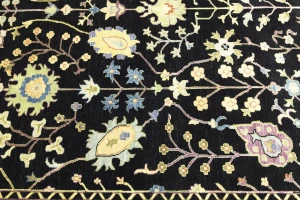 Black Floral 10X14 Osh Chobi Oriental Rug