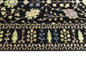 Black Floral 10X14 Osh Chobi Oriental Rug