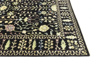 Black Floral 10X14 Osh Chobi Oriental Rug