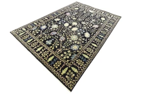 Black Floral 10X14 Osh Chobi Oriental Rug