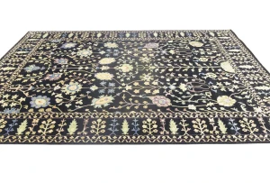 Black Floral 10X14 Osh Chobi Oriental Rug