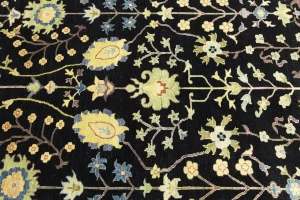 Black Floral 10X14 Osh Chobi Oriental Rug