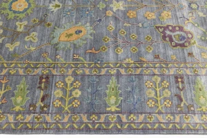 Silver Gray Floral 10X14 Osh Chobi Oriental Rug