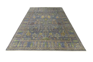 Silver Gray Floral 10X14 Osh Chobi Oriental Rug