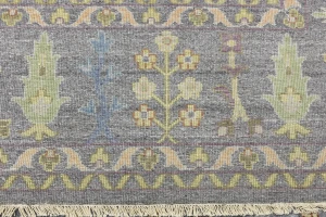 Silver Gray Floral 10X14 Osh Chobi Oriental Rug