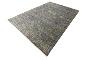 Silver Gray Floral 10X14 Osh Chobi Oriental Rug
