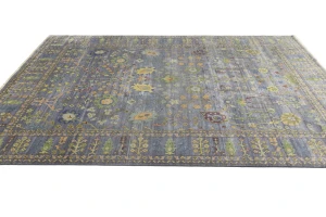 Silver Gray Floral 10X14 Osh Chobi Oriental Rug