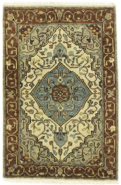 Beige Floral 2X3 Rare Heriz Serapi Oriental Rug