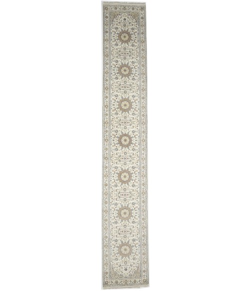 Cream Floral 3X17 Indo-Nain Oriental Runner Rug