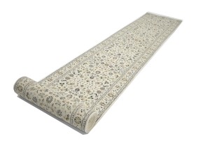 Cream Floral 2'9X20'6 Indo-Nain Oriental Runner Rug