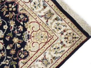Dark Navy Floral 3X18 Indo-Nain Oriental Runner Rug