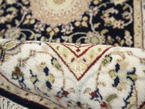 Dark Navy Floral 3X18 Indo-Nain Oriental Runner Rug