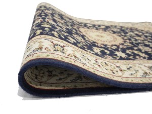 Dark Navy Floral 3X18 Indo-Nain Oriental Runner Rug