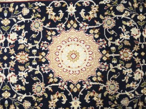 Dark Navy Floral 3X18 Indo-Nain Oriental Runner Rug