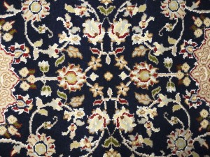 Dark Navy Floral 3X18 Indo-Nain Oriental Runner Rug