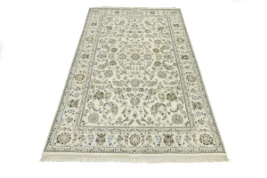 Cream Floral 6X9 Indo-Nain Oriental Rug