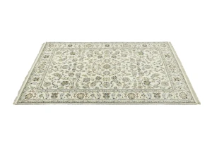 Cream Floral 6X9 Indo-Nain Oriental Rug