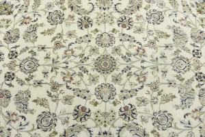 Cream Floral 6X9 Indo-Nain Oriental Rug