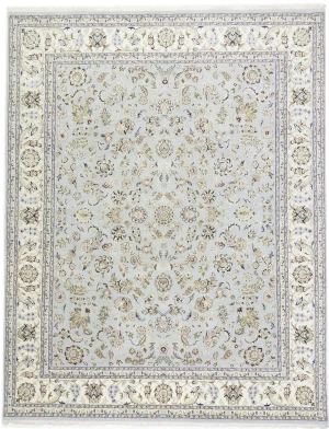 Light Blue-gray Floral 8X10 Indo-Nain Oriental Rug