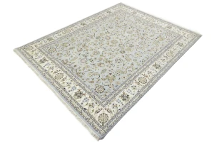 Light Blue-gray Floral 8X10 Indo-Nain Oriental Rug