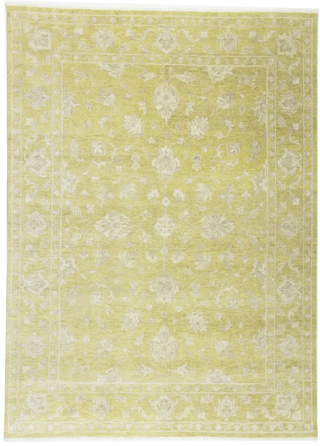 Muted Golden Yellow Floral 9X12 Transitional Oriental Rug
