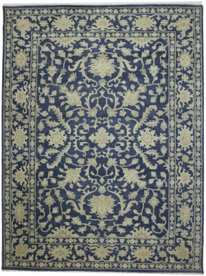 Muted Slate Blue Floral 9X12 Transitional Oriental Rug