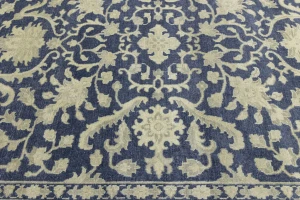 Muted Slate Blue Floral 9X12 Transitional Oriental Rug