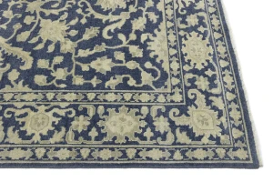 Muted Slate Blue Floral 9X12 Transitional Oriental Rug