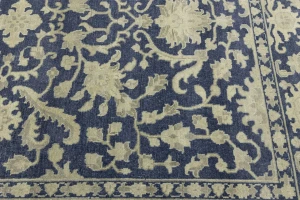 Muted Slate Blue Floral 9X12 Transitional Oriental Rug