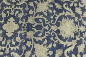 Muted Slate Blue Floral 9X12 Transitional Oriental Rug