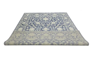 Muted Slate Blue Floral 9X12 Transitional Oriental Rug