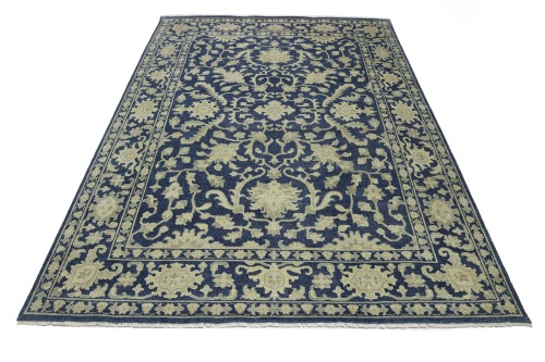 Muted Slate Blue Floral 9X12 Transitional Oriental Rug
