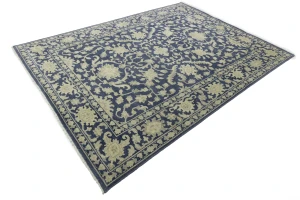 Muted Slate Blue Floral 9X12 Transitional Oriental Rug