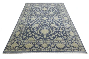 Muted Slate Blue Floral 9X12 Transitional Oriental Rug