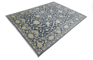 Muted Slate Blue Floral 9X12 Transitional Oriental Rug