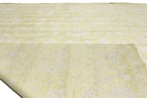 Muted Golden Yellow Floral 12X15 Transitional Oriental Rug