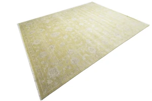 Muted Golden Yellow Floral 12X15 Transitional Oriental Rug