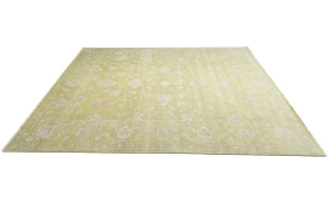 Muted Golden Yellow Floral 12X15 Transitional Oriental Rug
