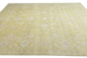 Muted Golden Yellow Floral 12X15 Transitional Oriental Rug