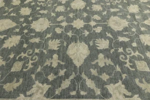 Muted Dark Slate Floral 12X15 Transitional Oriental Rug