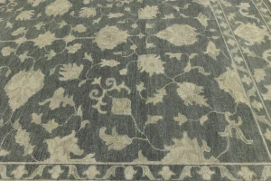 Muted Dark Slate Floral 12X15 Transitional Oriental Rug
