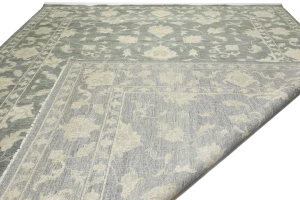 Muted Dark Slate Floral 12X15 Transitional Oriental Rug