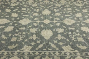 Muted Dark Slate Floral 12X15 Transitional Oriental Rug