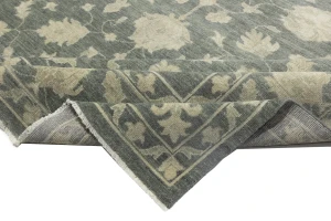 Muted Dark Slate Floral 12X15 Transitional Oriental Rug