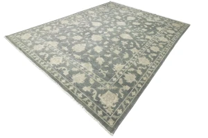 Muted Dark Slate Floral 12X15 Transitional Oriental Rug